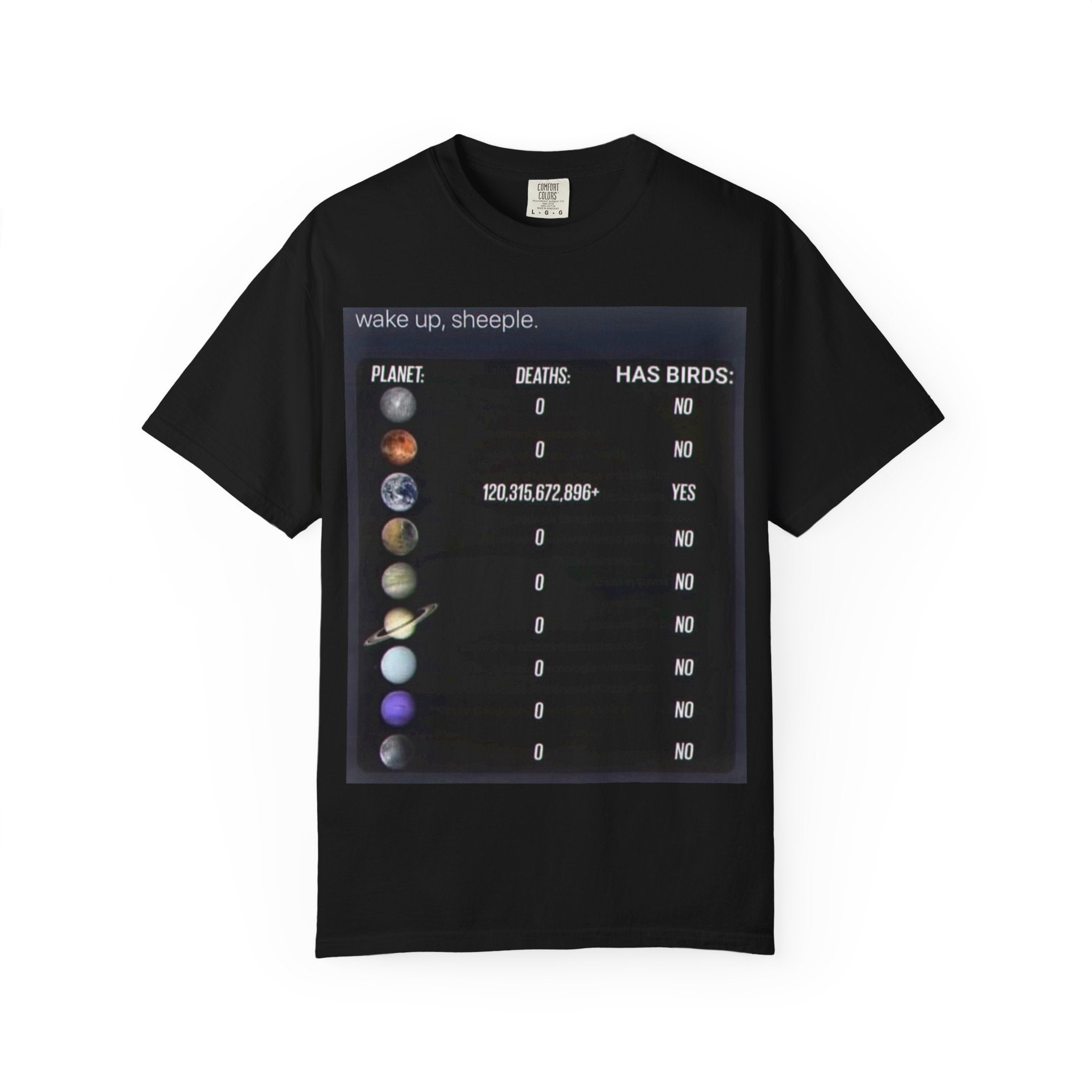Planet Stats Black Printed T-Shirt