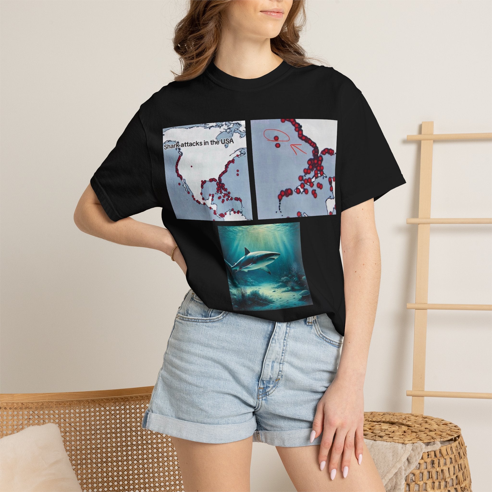 Shark Attack's Black Printed T-Shirt