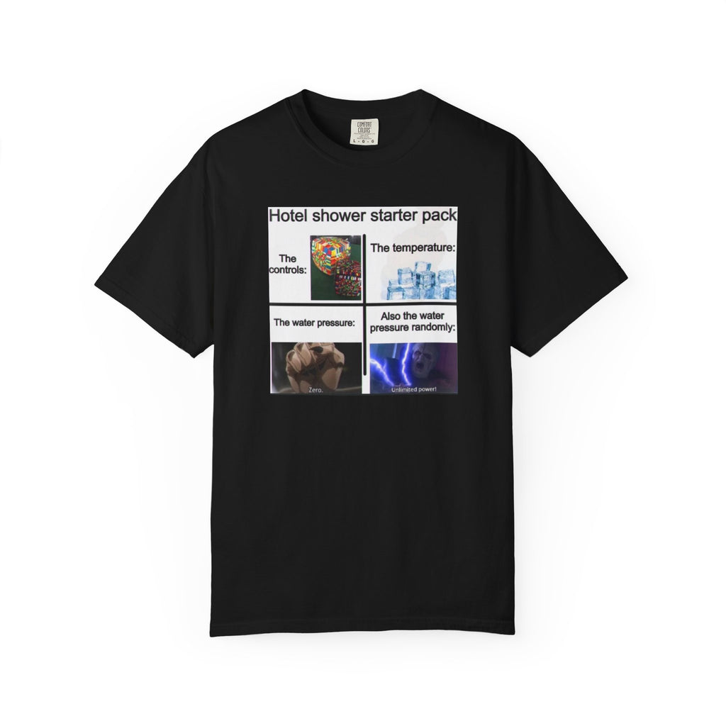 Hotel Shower Starter Pack Black Printed T-Shirt