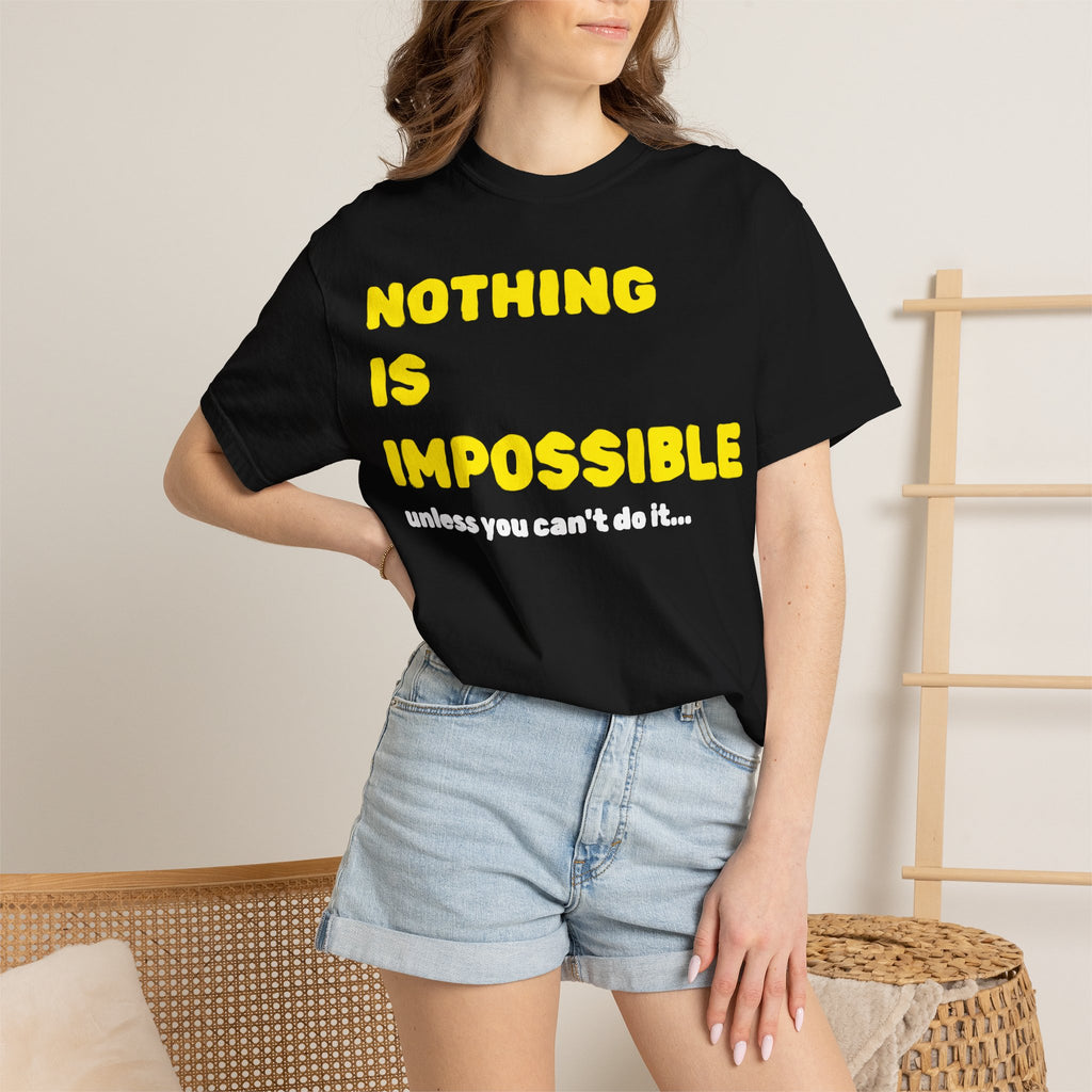 Nothing Is Impossible Black Printed T-Shirt