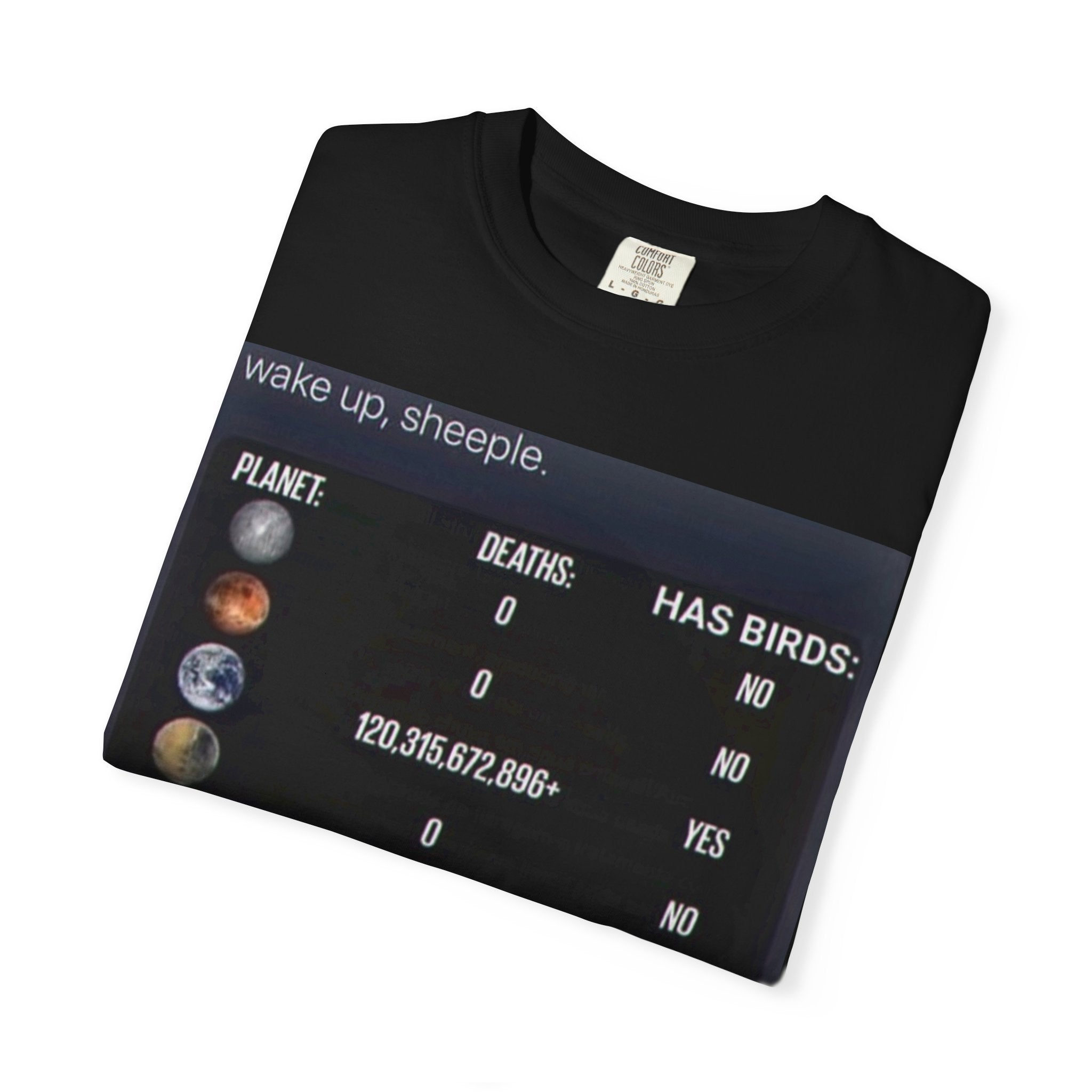 Planet Stats Black Printed T-Shirt