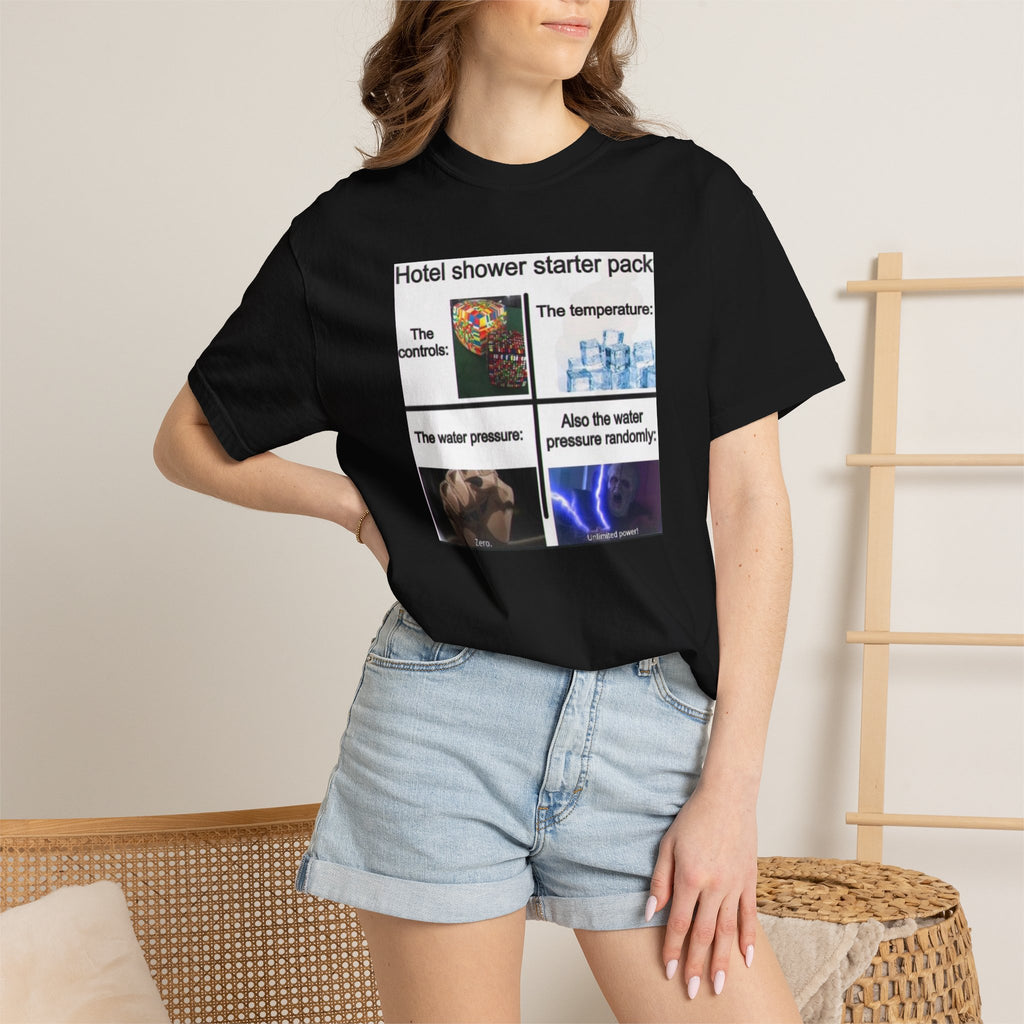 Hotel Shower Starter Pack Black Printed T-Shirt