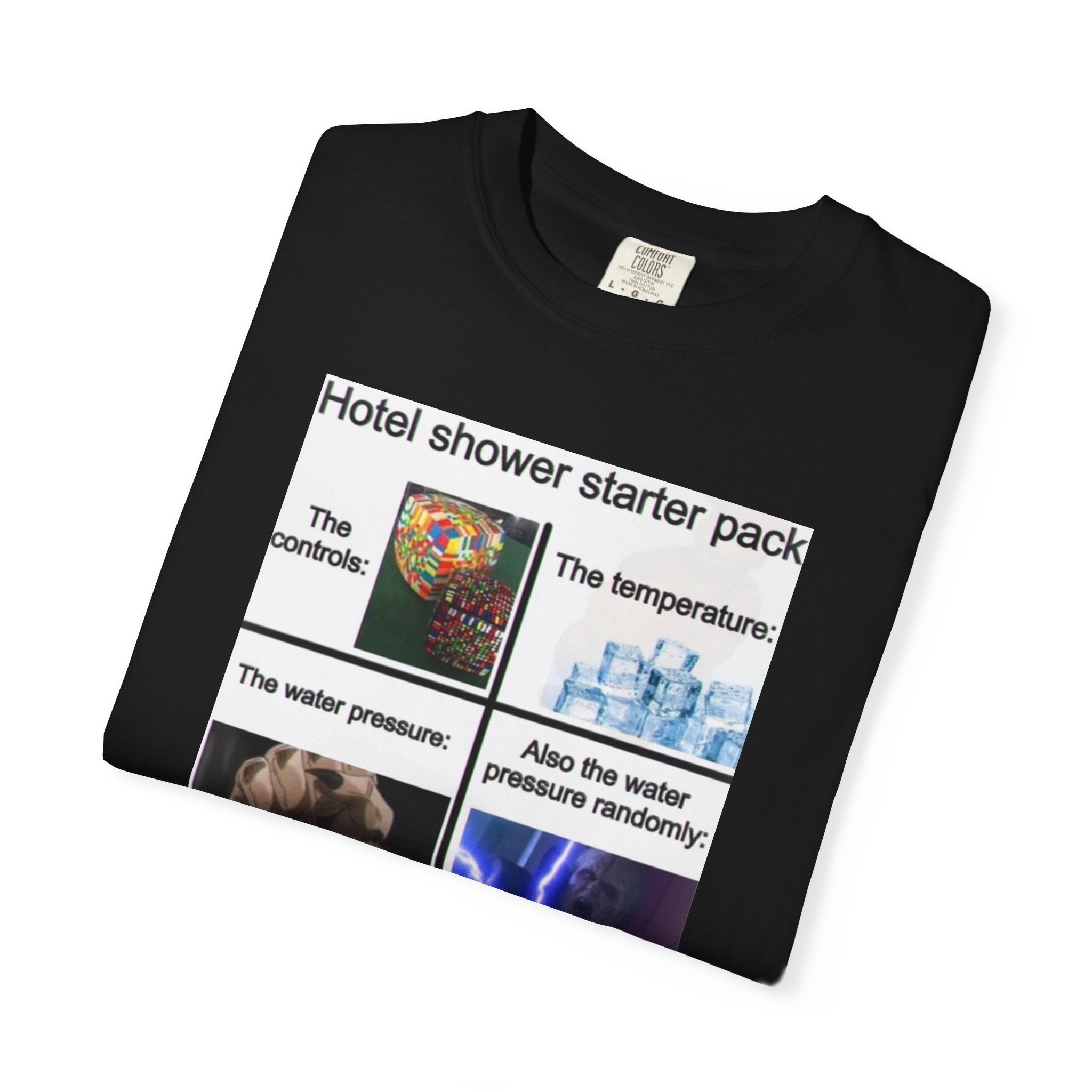 Hotel Shower Starter Pack Black Printed T-Shirt